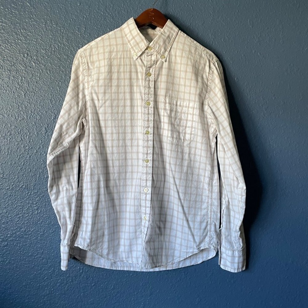 J. Crew Factory Checkered Tailored Fit Button Down Shirt Men's Size Small